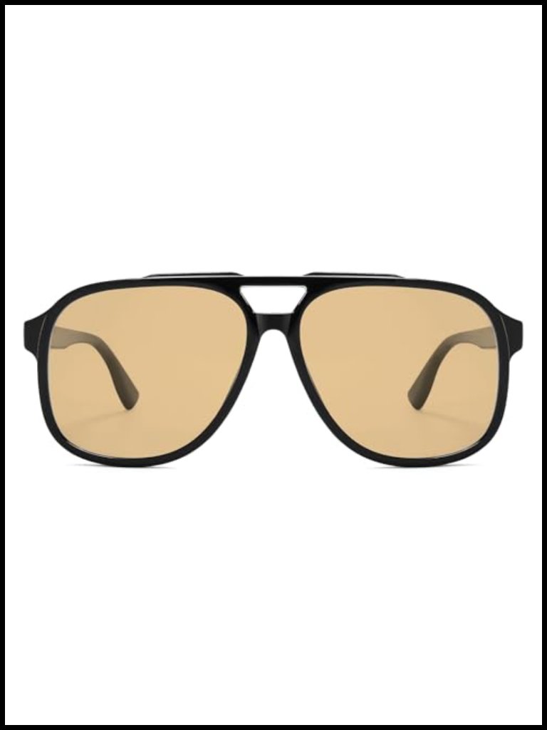 Retro Polarized Square Aviator Sunglasses Oversized Uv400 Protection Unisex